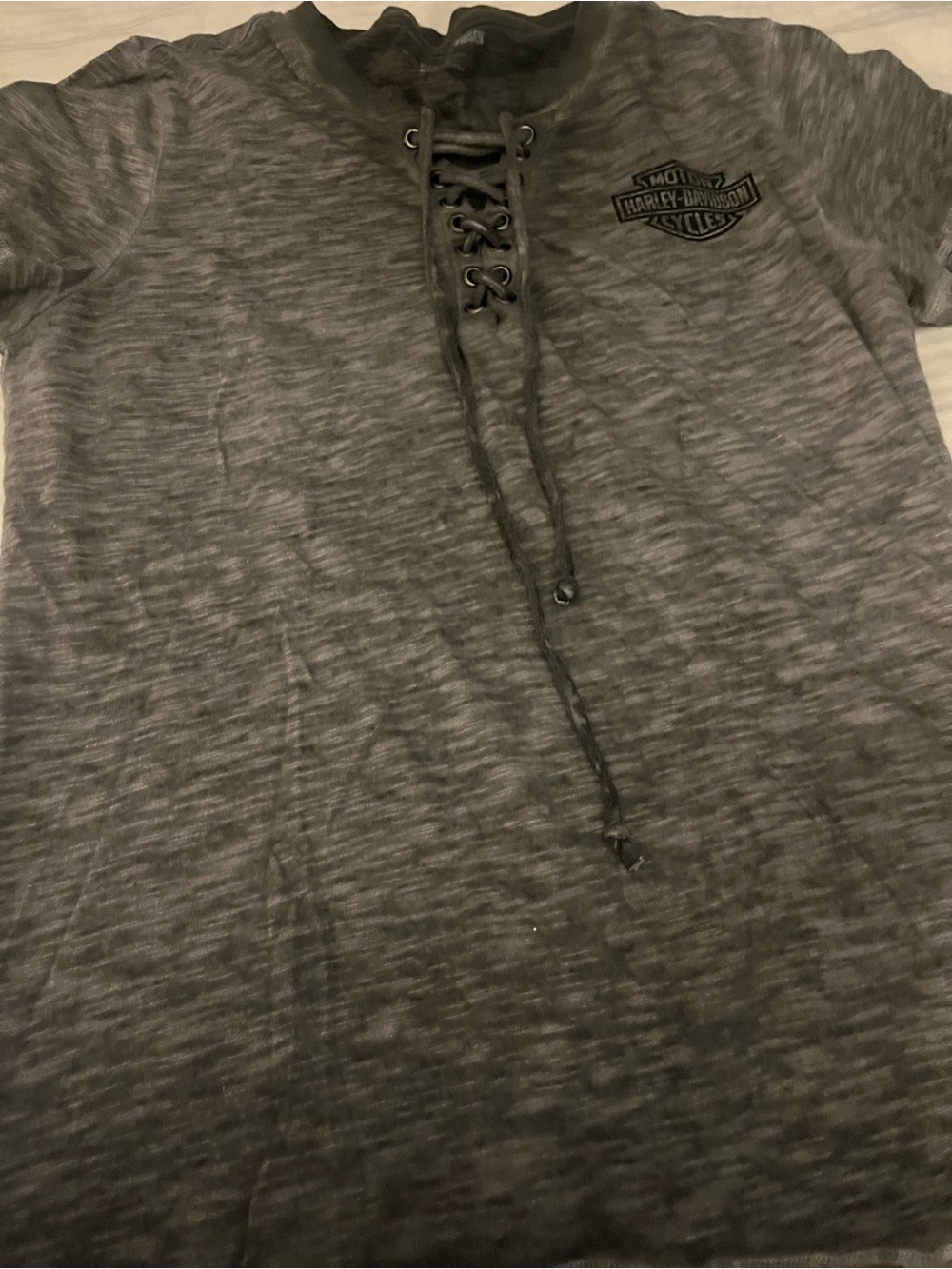 Harley-Davidson womens Dark Gray Lace-Up Long Sleeve Top
